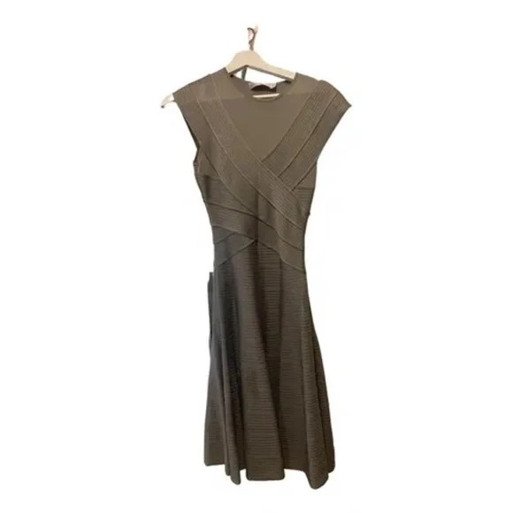 black knit dress with gold buttons Sleeveless Knit Dress w/ Pockets and Side Button Trim main image 0